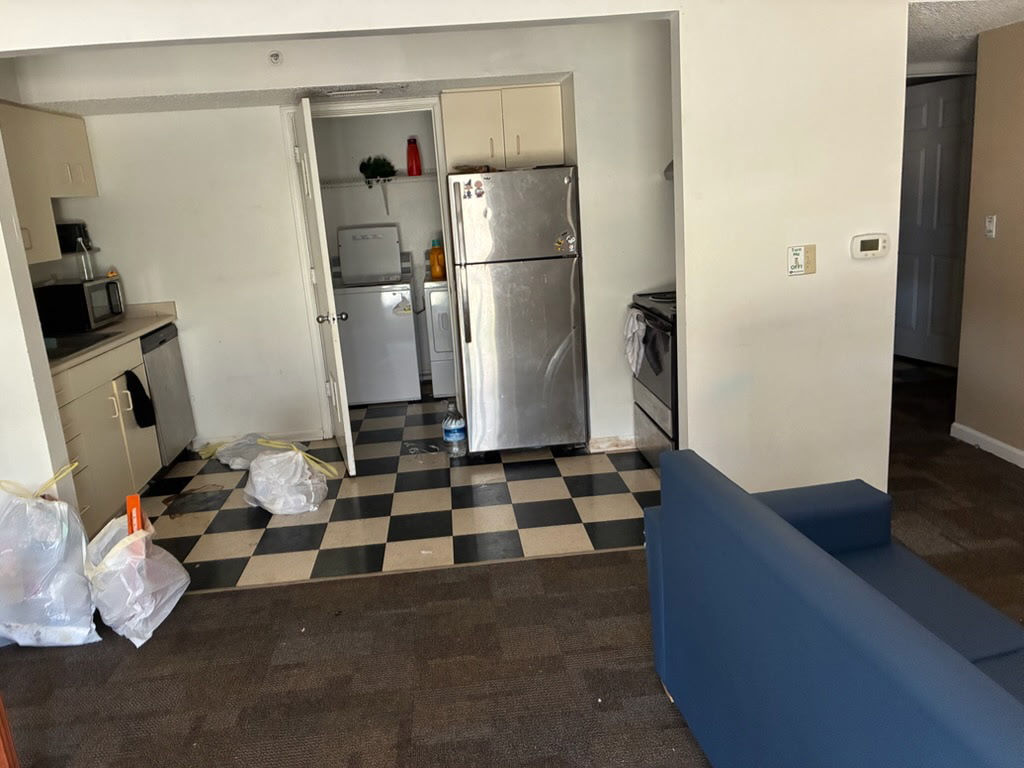 Emily High and Colum O’Connor’s Commons apartment, where they said a flea infestation forced them to leave during finals week. Photo provided by Colum O’Connor.